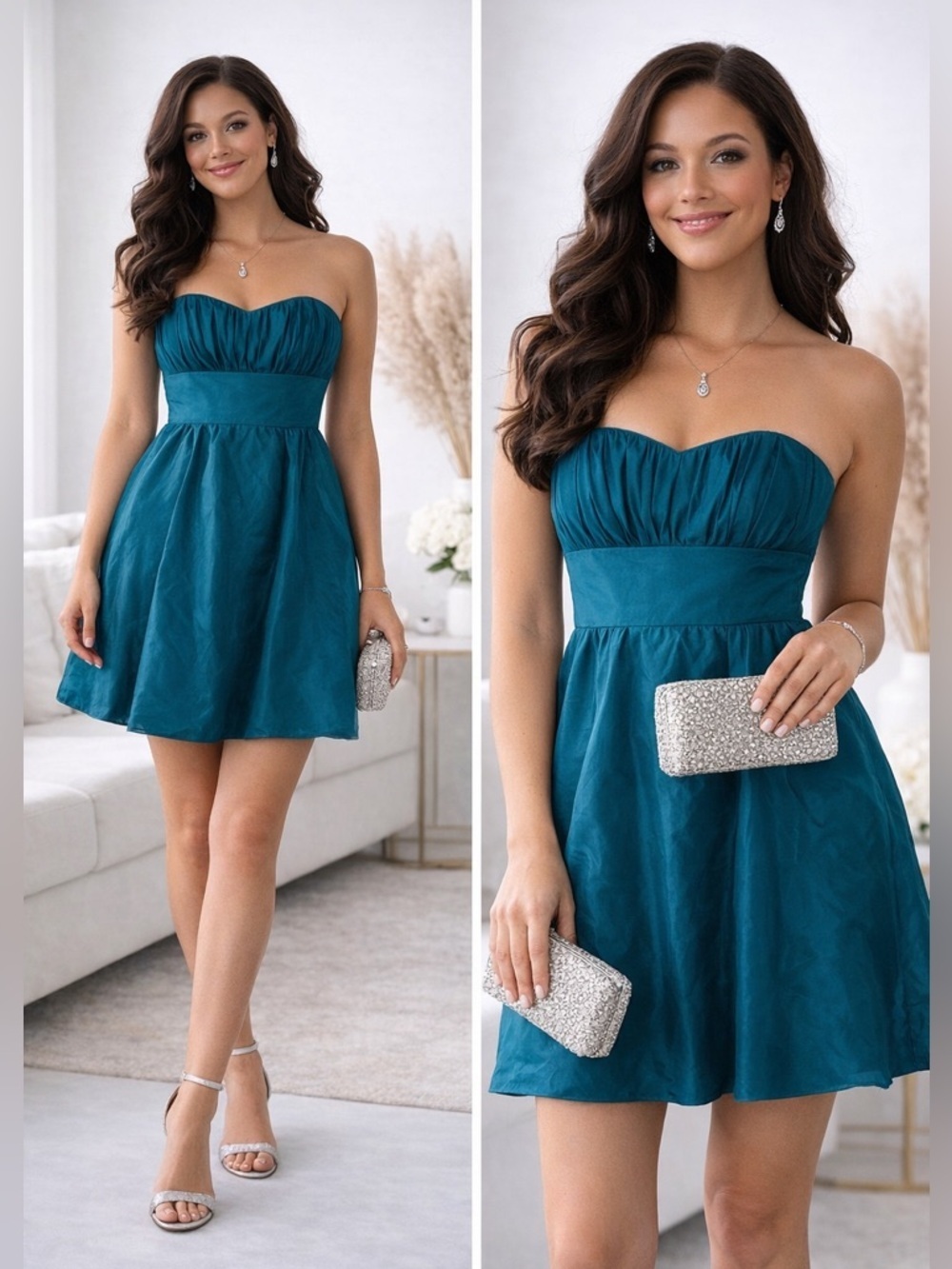 As U Wish Teal Strapless Cocktail Party Dress Juniors 3 XS Mini Fit & Flare